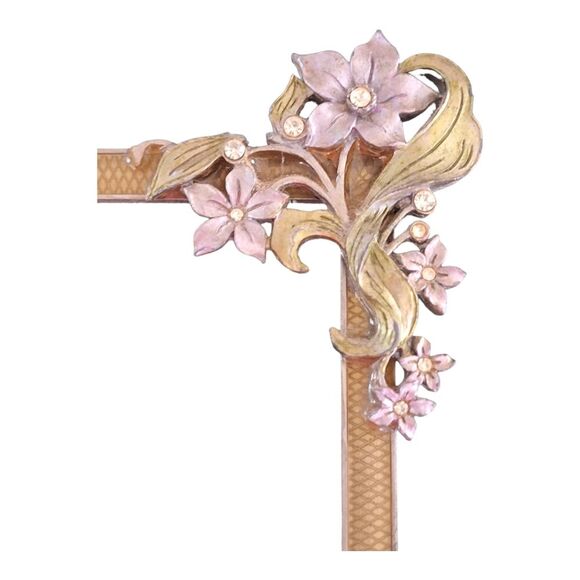 Vintage Andrea by Sadek Brass Folding Easel with ornate glass photo frame 3x5 - Picture 15 of 16